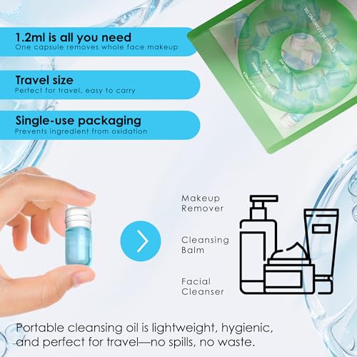 Zdiwond Rose & Camellia Travel Cleansing Oil Capsules - Gentle Makeup Remover for All Skin Types, 40 Single-Use Bottles