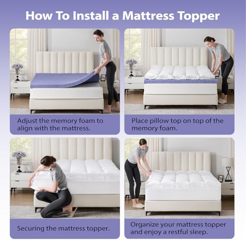 White Full Size Memory Foam Mattress Topper with Cooling Gel Egg Crate & Pillow Top - 4 Inch