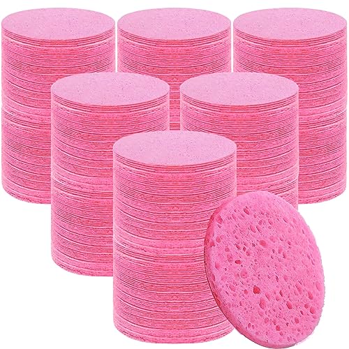 Pink Compressed Facial Sponges - 300 Count Deep Cleansing & Exfoliating Face Sponges