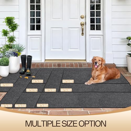 Amyracel 3'x6' Heavy Duty Waterproof Indoor Outdoor Doormat - Grey Double Stripe