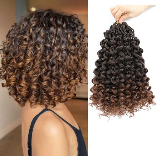Pre Looped Gogo Curl Crochet Hair 8 Inch T30 - Short Curly Water Wave Braid Hair for Black Women, 8 Packs