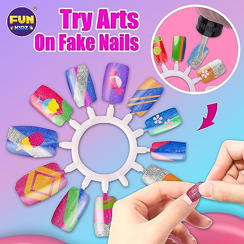 Kids Nail Art Kit with Peelable Polish & Nail Dryer - Fun Girls Craft Set