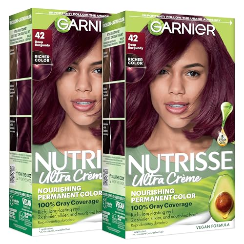 Garnier Nutrisse Ultra Crème Permanent Hair Color 42 Deep Burgundy Pack of 2