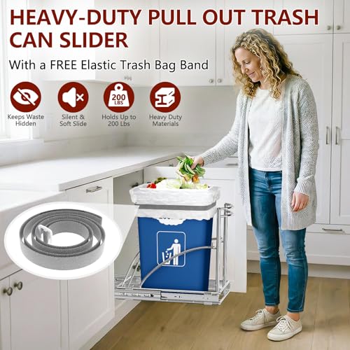 ANASTA Under Sink Trash Can Pull Out Trash Bin - 30-50 Qt Silver
