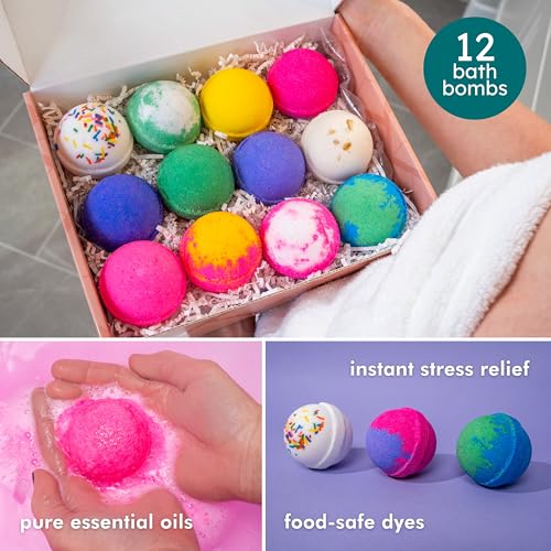 Anovina Natural Bath Bomb Gift Set for Adults & Kids – Non-Toxic Organic Spa Fizzies