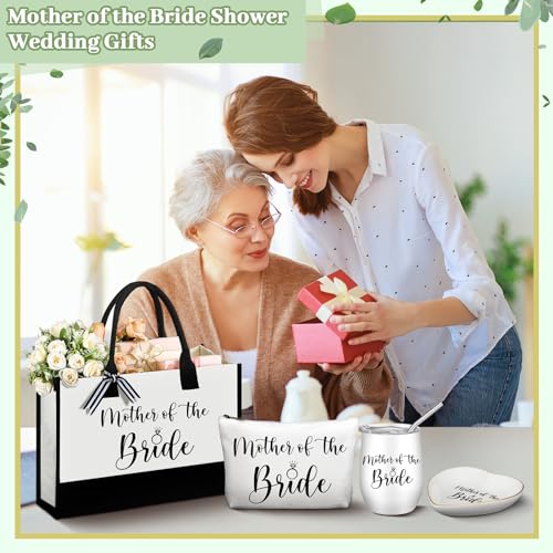 Mother of the Bride Gift Set - Tote Bag, Makeup Bag, Tumbler & Ring Tray - FoldTier