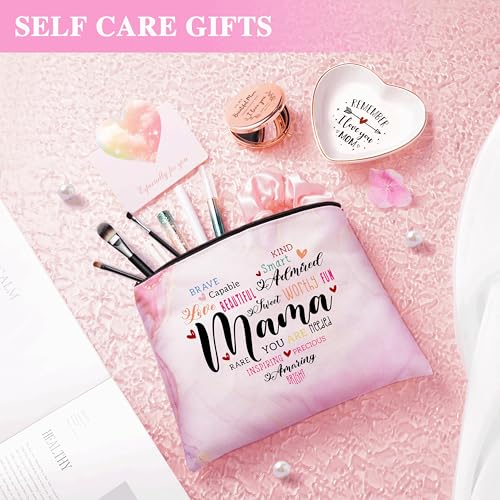 Mom Gift Basket with Mug Candle Soap Bath Bomb Make-up Bag - Mother's Day