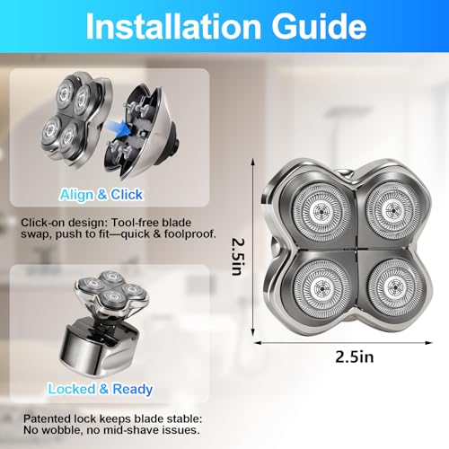 Replacement Blade Head for Pitbull Shaver 4D Floating System - 3 Pack