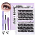 DIY Lash Extension Kit 280pcs Individual Lashes Cluster D Curl Eyelash Extension Kit Lash Clusters with Lash Bond and Seal and Lash Applicator Tool for Self Application (KIT,40D+50D-0.07C-9-16MIX)