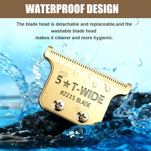 Replacement 2215 T Wide Blades Adjustable Trimmer Blade compatible with Wahl Professional 5 Star Series 8081 and 8171 Hair Clippers Blades-Model 2215 (2Pcs Gold)