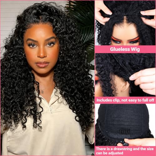 Deep Wave Half Wig Human Hair 18 Inch Glueless Clip-In Style for Women - 3 in 1 Flip Over & Headband