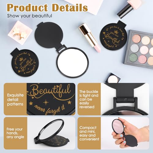 Windspeed 36Pcs Folding Black Compact Mirror Pack 2.4 in Black Mini Pocket Mirror for Purse, Pocket, Small Appreciation Gifts for Women