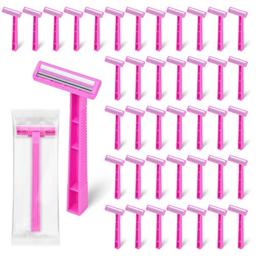 Women's Disposable Razors Individually Wrapped Twin Blade,Disposable Razors Women Bulk with Clear Safety Cap for Men Women Camping Traveling Home Bathing Hotel (pink, pack of 200)