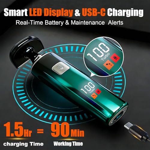 Back Shaver for Men,LED Display 5 in 1 Electric Body Groomer with Adjustable Long Handle - Rechargeable, IPX6 Waterproof Trimmer for Full Body Grooming