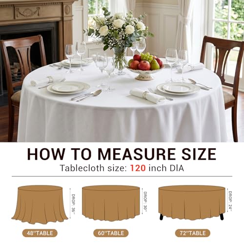 Cotevdkot 10-Pack 120-Inch White Round Tablecloths for 48-72 Inch Tables