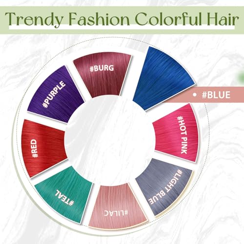 Blue Human Hair Extensions Tape-In 18 Inch Straight Remy Hair for Highlight & Cosplay - 25g/10pcs - Variation 1.2 Tape Blue / 18 IN