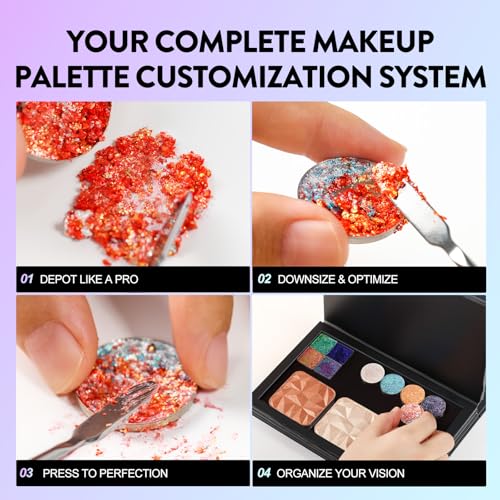 Magnetic Makeup Palette Set with 4 Layers, Spatula & Metal Stickers