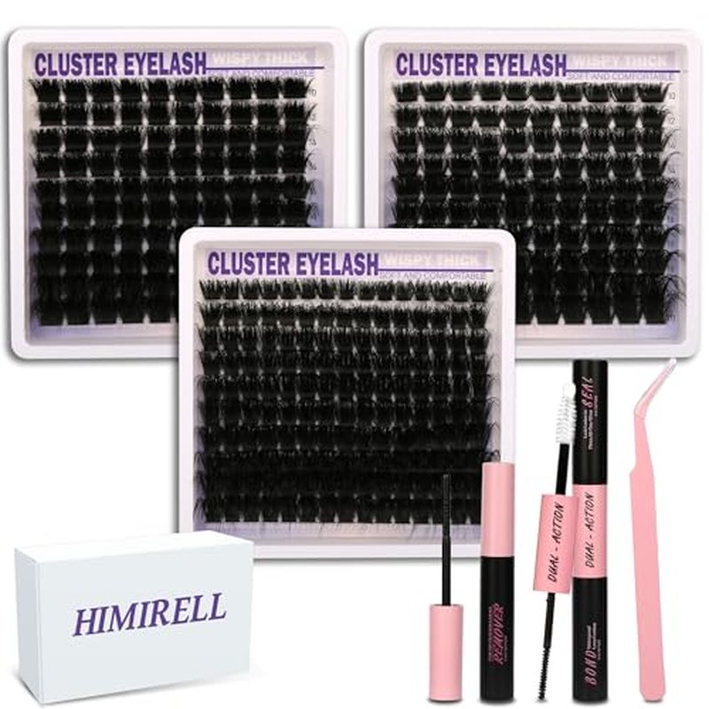 Lashes Clusters Kit Gift Packs 3 Styles 350Pcs with Bond&Seal Glue Remove Volume Soft False Eyelash Extension 150D+200D+300D D Curl Wispy DIY Individual Fake Eyelashes Box for Beginners Bulk Pack