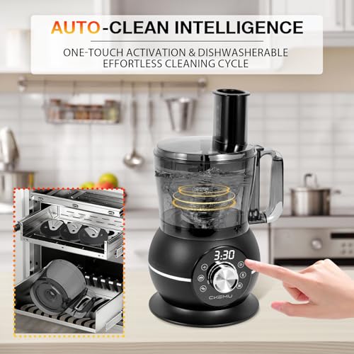 12-Cup Electric Food Processor with 11 Speeds & Digital Timer