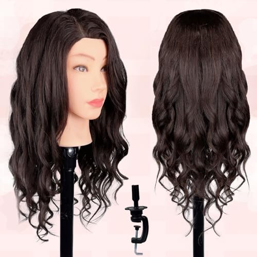 Mannequin Head with Human Hair - Cosmetology Practice Head Dark Brown 26-28 Inch