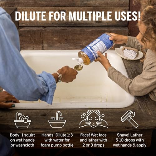 Organic Castile Soap with Sandalwood & Jasmine Oil - 128 Fl Oz, Concentrated & Moisturizing