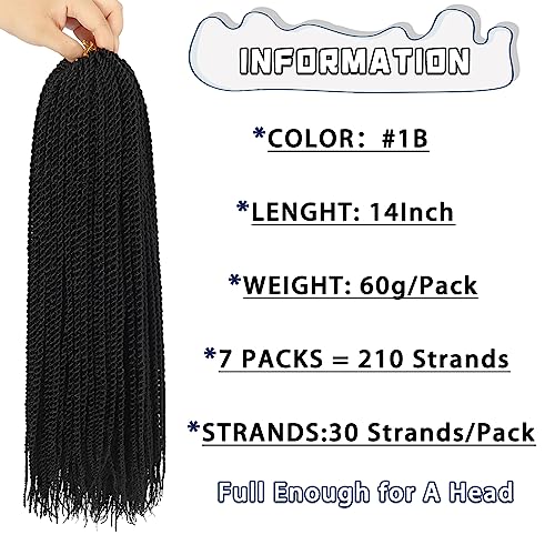 Senegalese Twist Crochet Hair 7 Packs - Ombre 14 Inch Micro Braids, Pre Looped