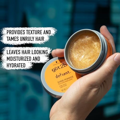 got2b Defiant Shine Pomade, 2 Fl Oz, High Shine Hair Styling Pomade for Men and Women, Creates Texture, Control & Light Hold, Tames Unruly Hair, Suitable for Short to Medium Styles