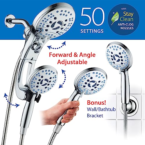 High Pressure Shower Head Combo with Arm & Dual Power Wash - 2.5 GPM Chrome