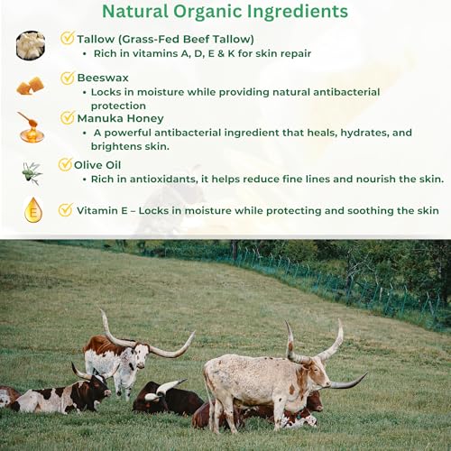 Whipped Tallow Balm ? Face & Body Moisturizer for Men & Women | Grass-Fed Tallow with Sandalwood & Vanilla | Healing Balm for Dry, Cracked Skin | 2 oz by MIRMEN