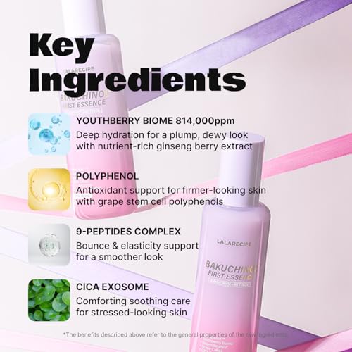 LALARECIPE Bakuchinol First Essence, Bakuchiol + Retinol Milky Toner with Peptides & Niacinamide, Fine Lines, Texture & Dark Spot Care, Korean Skincare for All Skin Types (5.24 Fl Oz / 155ml)