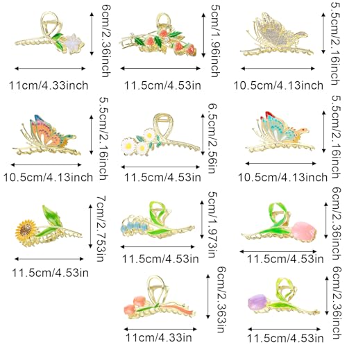 YUXIANLB 11PCS Metal Claw Clips, Sparkly Butterfly Tulip Flower Large