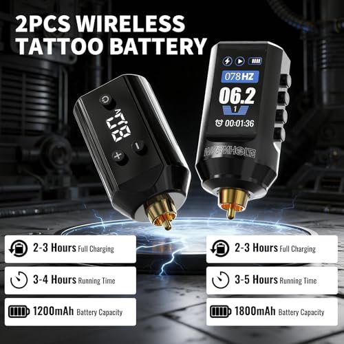 Wireless Tattoo Kit with Dual Rechargeable Power Supplies - Complete Professional Set