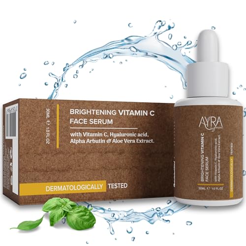 Brightening Vitamin C Face Serum ? 1 Fl Oz | skin glow serum with Hyaluronic Acid, Alpha Arbutin & Aloe Vera Extract | Organic & Eco-Friendly Skincare | Ideal for Dark Spots & Dull Skin
