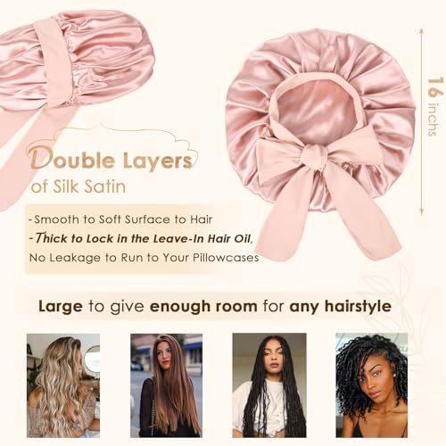 Heatless Satin Hair Curlers & Overnight Bonnet - No Damage, Soft Silk Styling
