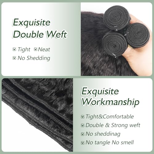 12 Inch Kinky Straight Human Hair Bundles - Unprocessed Brazilian Remy Hair - Variation of THIS listing 12