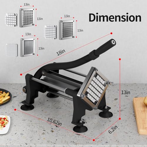 Heavy Duty Commercial French Fry Cutter with Stainless Steel Blade & Suction Base