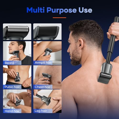 Kensen Black 2-in-1 Electric Back Shaver for Men, Foil & T-Blade Trimmer
