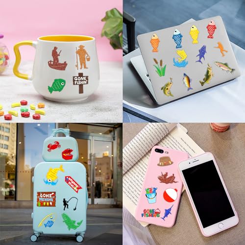 96 PCS Gone Fishing Fish Pre-Cut Temporary Tattoos for Kids Birthday Theme Party Supplies Decorations Favors Decor Cute Little Nautical Fisherman Tattoo Stickers Gifts for School Prizes Boys Girls