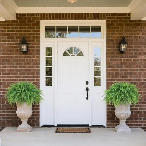 Artificial Boston Fern Plants Set for Front Porch Decor - Green, 17 Inch