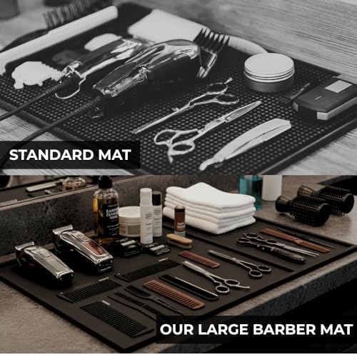 Large Professional Barber Mat 20x14 Inches Non-Slip Counter Pad for Clippers & Tools