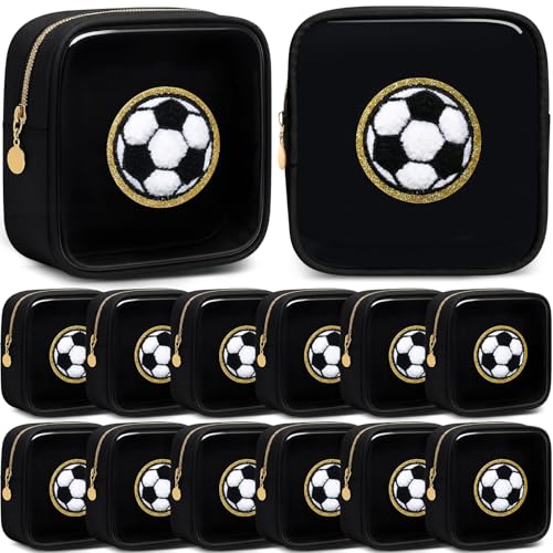 12 Pcs Soccer Themed Makeup Bags for Girls - Transparent PVC Small Organizer - Variation of THIS Listing