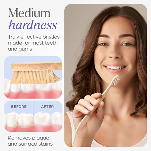 VIVAGO Bamboo Toothbrushes - Medium Bristles, 50 Count Pack for Adults