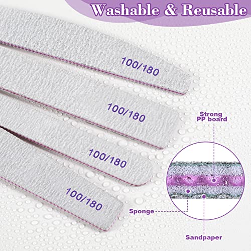 200 Pcs Nail Files Bulk Set 4 Styles Double Sided 100/180 Grit Manicure Tools