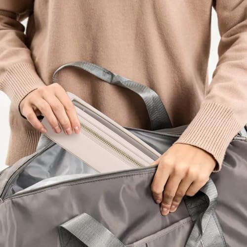 Travel Makeup Set Waterproof Transparent Cosmetic Bag and Toiletry Bag Makeup Brush case with Zipper Car Essentials for Women (Beige, L+M+SLIM)