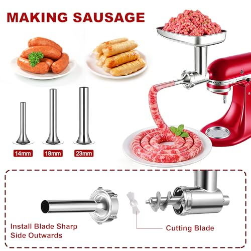 Stainless Steel Food Grinder Attachment for KitchenAid Mixers