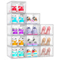 White 12-Pack Shoe Storage Boxes Clear Magnetic Stackable - Fits Most Shoes