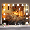 Hasipu Vanity Mirror with Lights, Hollywood 18" x 14" LED Makeup Mirror, 3 Modes Light, Smart Touch Control Dimmable, 360¡ÆRotation, Rounded Rectangle White Frame