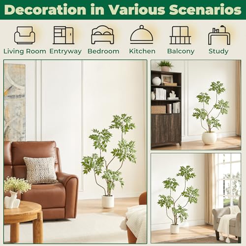 4FT Artificial Sumac Tree in White Pot - Real Touch Faux Plant, Indoor Decor