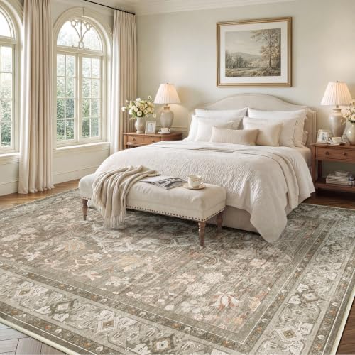 SameBed 8x10 Vintage Washable Area Rug for Living Room - Brown