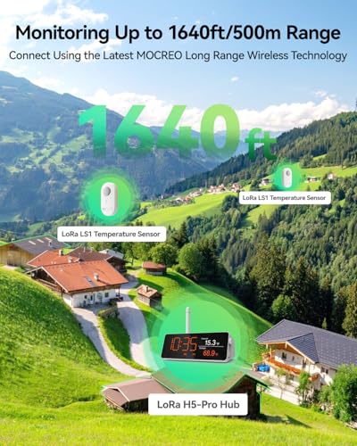 Long Range WiFi Thermometer with Waterproof Sensors & Digital Hub - 1/3 Mile Range